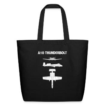 A-10 Thunderbolt Blueprint Art - Eco-Friendly Cotton Tote - black - Front