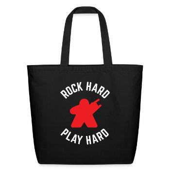 Rock Hard Play Hard Meeple - Eco-Friendly Cotton Tote - black - Front