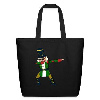 Christmas Soldier Dabbing Nutcracker - Eco-Friendly Cotton Tote - black - Front