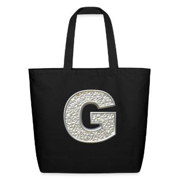G, letter, letter G, initial, initial G, monogram, - Eco-Friendly Cotton Tote - black - Front