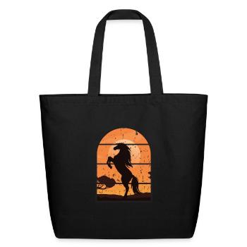 HORSE SUNSET - Eco-Friendly Cotton Tote - black - Front