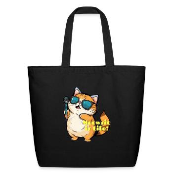 Meowsic is Life! - Eco-Friendly Cotton Tote - black - Front