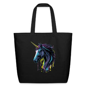 Neon Splash Unicorn - Eco-Friendly Cotton Tote - black - Front
