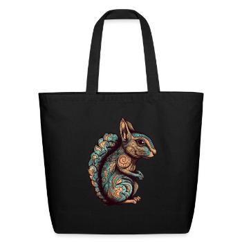 Ornamental Squirrel - Eco-Friendly Cotton Tote - black - Front