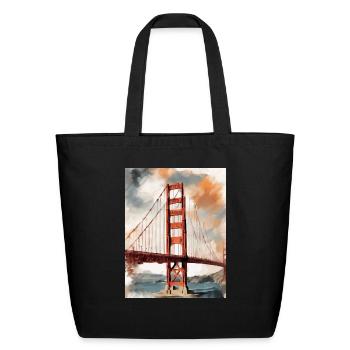 Golden Gate Bridge California T-Shirt, Golden Gate - Eco-Friendly Cotton Tote - black - Front