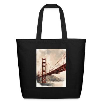 Golden Gate Bridge California T-Shirt, Golden Gate - Eco-Friendly Cotton Tote - black - Front