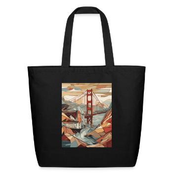 Golden Gate Bridge California T-Shirt, Golden Gate - Eco-Friendly Cotton Tote - black - Front