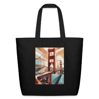 Golden Gate Bridge California T-Shirt, Golden Gate - Eco-Friendly Cotton Tote - black - Front