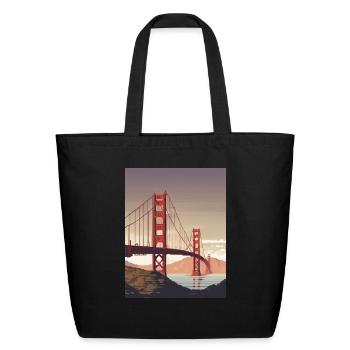Golden Gate Bridge California T-Shirt, Golden Gate - Eco-Friendly Cotton Tote - black - Front