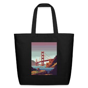 Golden Gate Bridge California T-Shirt, Golden Gate - Eco-Friendly Cotton Tote - black - Front
