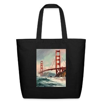 Golden Gate Bridge California T-Shirt, Golden Gate - Eco-Friendly Cotton Tote - black - Front