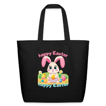 Easter Bunny - Eco-Friendly Cotton Tote - black - Front