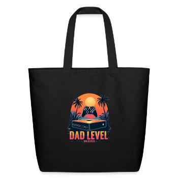 Dad level unlocked - Eco-Friendly Cotton Tote - black - Front
