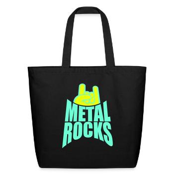 Heavy Metal Rocks Hard Rock Music Text Quote Logo - Eco-Friendly Cotton Tote - black - Front