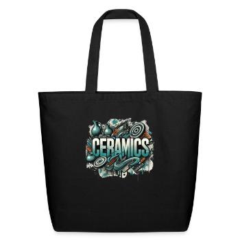 Urban Ceramics – Bold Street Art-Inspired Design - Eco-Friendly Cotton Tote - black - Front