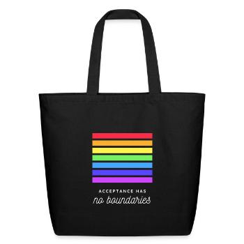 Acceptance Has No Boundaries Pride Graphic Shirt - Eco-Friendly Cotton Tote - black - Front