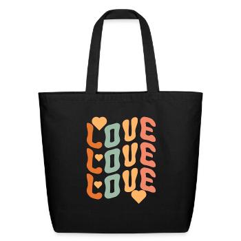 Love,Love,Love - Eco-Friendly Cotton Tote - black - Front