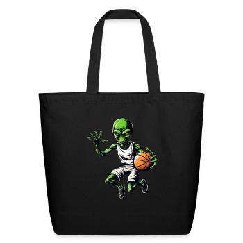 Basketball alien - Eco-Friendly Cotton Tote - black - Front