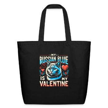 Russian Blue Cat Love Cute Valentine's for Cat lov - Eco-Friendly Cotton Tote - black - Front