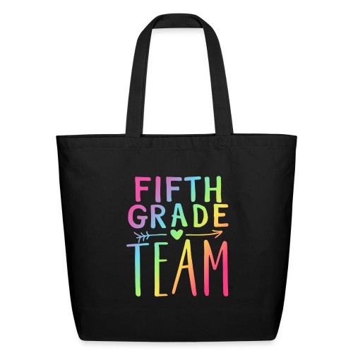 Fifth Grade Team Neon Rainbow Teacher T-Shirts - Eco-Friendly Cotton Tote