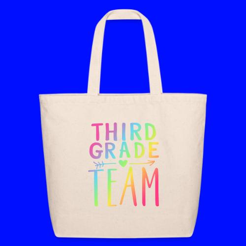 Third Grade Team Neon Rainbow Teacher T-Shirts - Eco-Friendly Cotton Tote