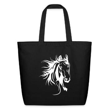 Horse Lover Horse Head Horses - Eco-Friendly Cotton Tote - black - Front