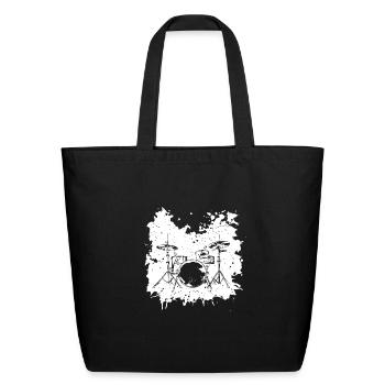 Drum Kit Drawing - Eco-Friendly Cotton Tote - black - Front