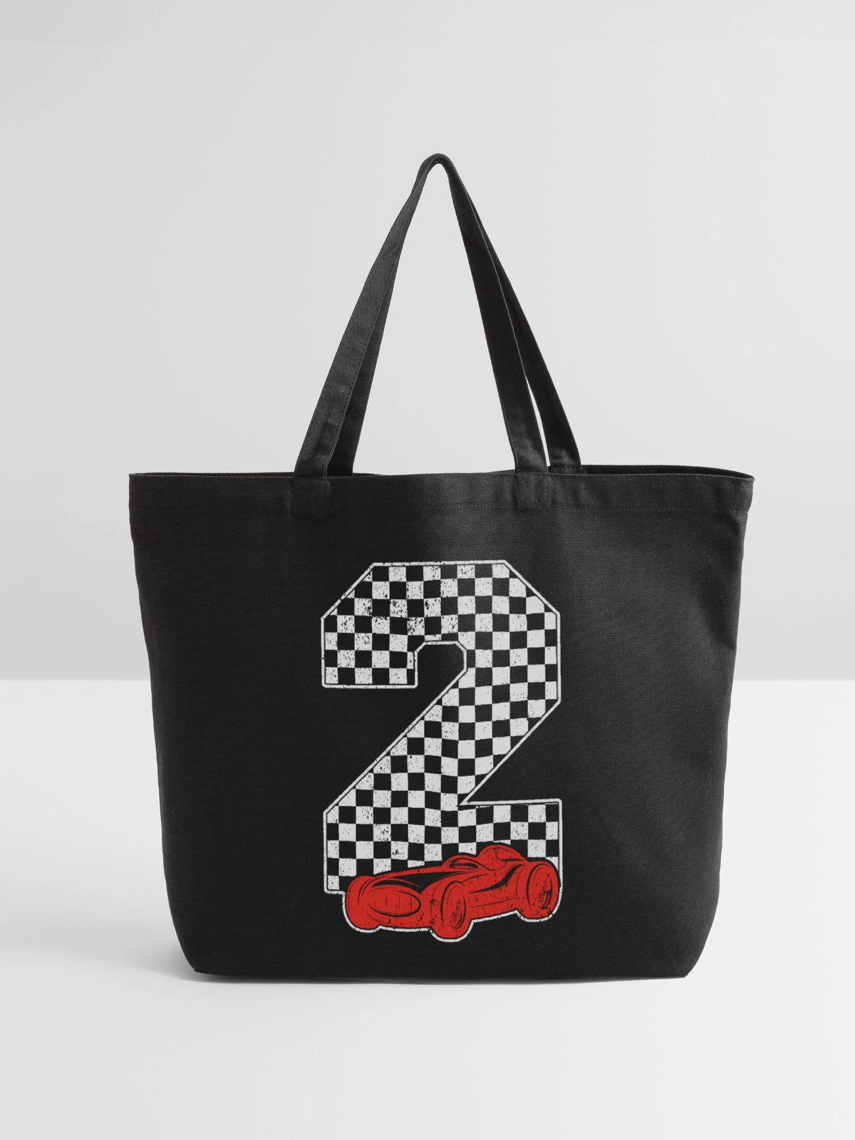 Checkerboard 2 Racecar Grid - Eco-Friendly Cotton Tote - black - Front