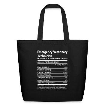 Emergency Veterinary Technician T Shirt - Nutritio - Eco-Friendly Cotton Tote - black - Front