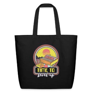 Time To Level Up - Eco-Friendly Cotton Tote - black - Front
