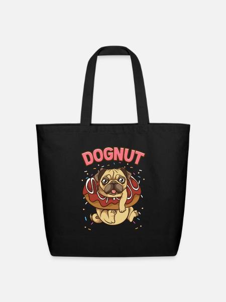 Dognut Cute Funny Dog Donut Pun - Eco-Friendly Cotton Tote - black