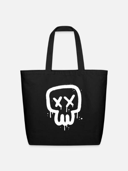 Skull Graffiti - Eco-Friendly Cotton Tote - black