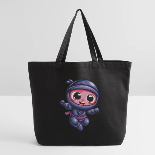 Joyful Cartoon Baby Ninja Jumping in Action - Eco-Friendly Cotton Tote