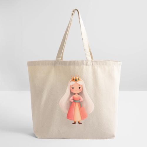 Cute Cartoon Little Princess with Long Hair - Eco-Friendly Cotton Tote