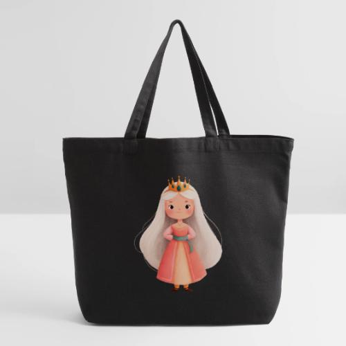 Cute Cartoon Little Princess with Long Hair - Eco-Friendly Cotton Tote