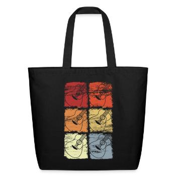Guitar Sketch Vintage Look - Eco-Friendly Cotton Tote - black - Front