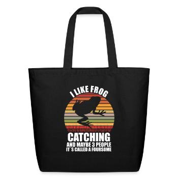Frog Catching Frog Hunting Frog Pond Catch Frog - Eco-Friendly Cotton Tote - black - Front