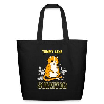 Tummy Ache Survivor Cat - Eco-Friendly Cotton Tote - black - Front