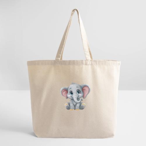 Sweet Cartoon Baby Elephant with Big Eyes - Eco-Friendly Cotton Tote