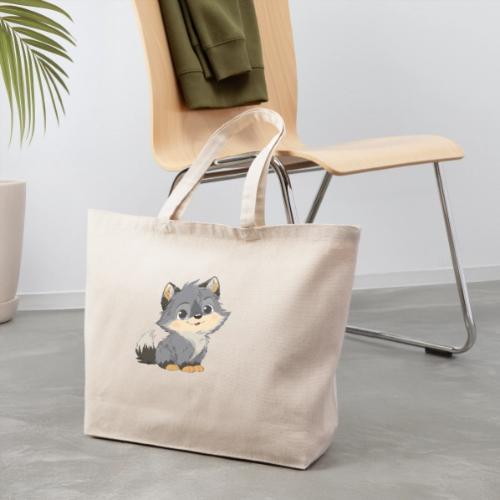 Cute Cartoon Baby Wolf with Innocent Eyes - Eco-Friendly Cotton Tote