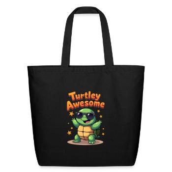 Turtley Awesome - Eco-Friendly Cotton Tote - black - Front