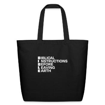 Biblical Instructions Christian Clothing - Eco-Friendly Cotton Tote - black - Front