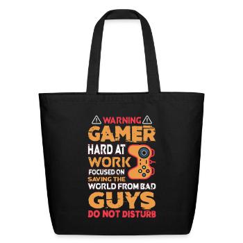 Gamer Hard At Work - Eco-Friendly Cotton Tote - black - Front