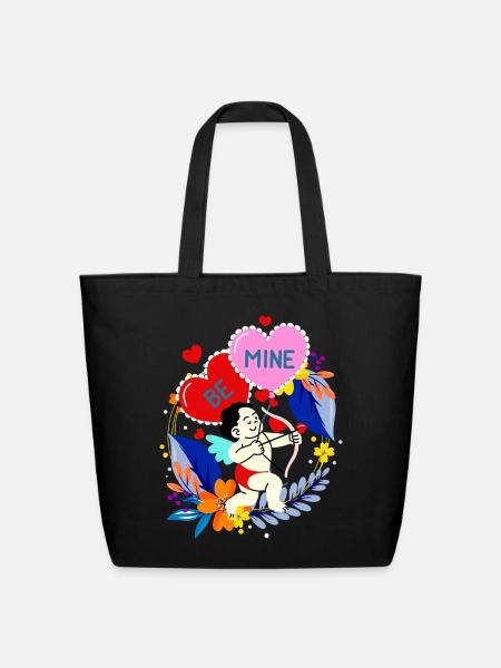 Cupid Be Mine - Valentines Day - Eco-Friendly Cotton Tote - black