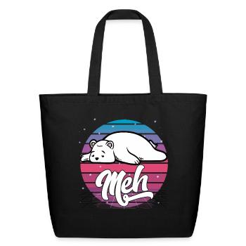 Aesthetic Vaporwave Japanese Otaku Meme Meh Polar - Eco-Friendly Cotton Tote - black - Front