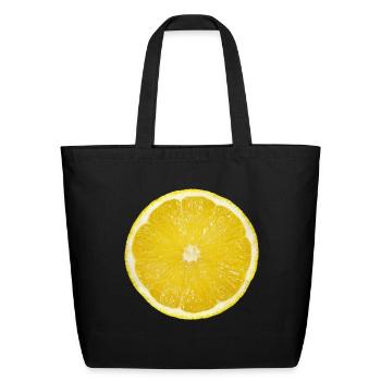 Radiate Positive Lemon Slice. Juicy Slice Lemon - Eco-Friendly Cotton Tote - black - Front
