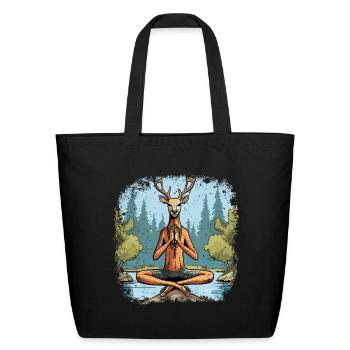 Deer Yogi - Eco-Friendly Cotton Tote - black - Front
