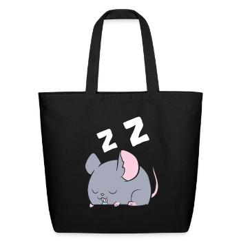 Rat Sleeping Rat Pajamas Funny Rat - Eco-Friendly Cotton Tote - black - Front