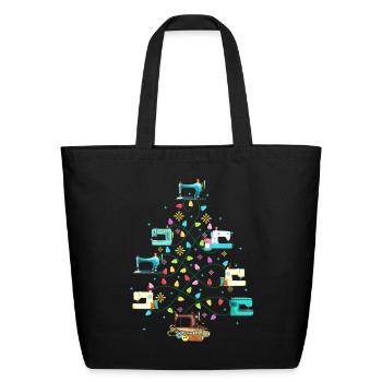 Sewing Machines Christmas Pine Tree Decorate Funny - Eco-Friendly Cotton Tote - black - Front
