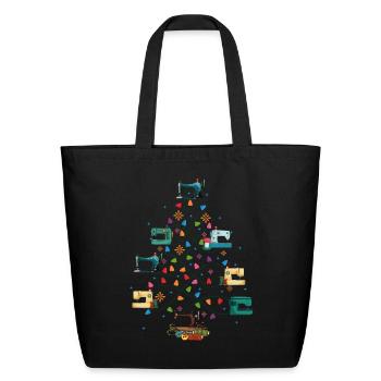 Sewing Machines Christmas Pine Tree Decorate - Eco-Friendly Cotton Tote - black - Front